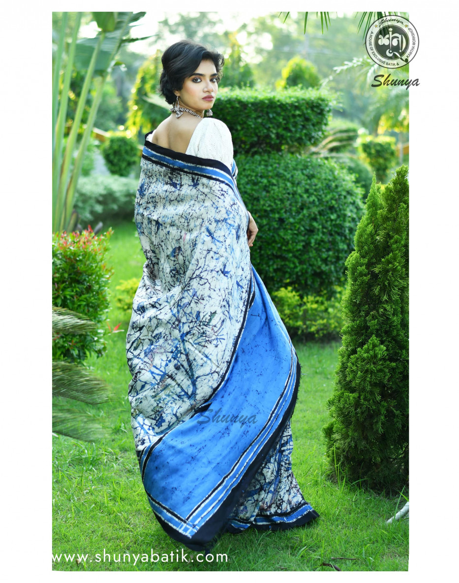 Batik Printed Murshidabad Silk Saree – WeaversIndia