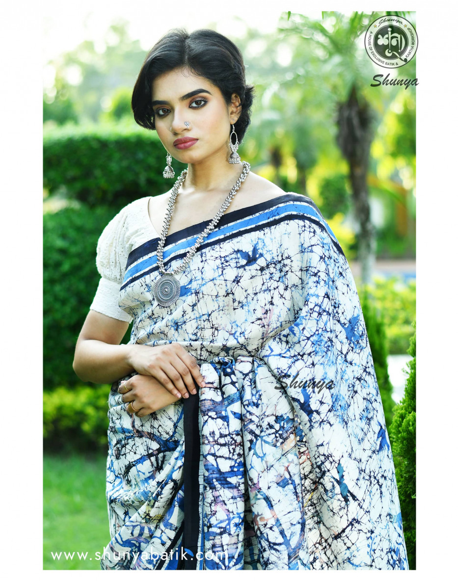 Mustard Digital Printed Satin Organza Saree- Daabu Jaipur