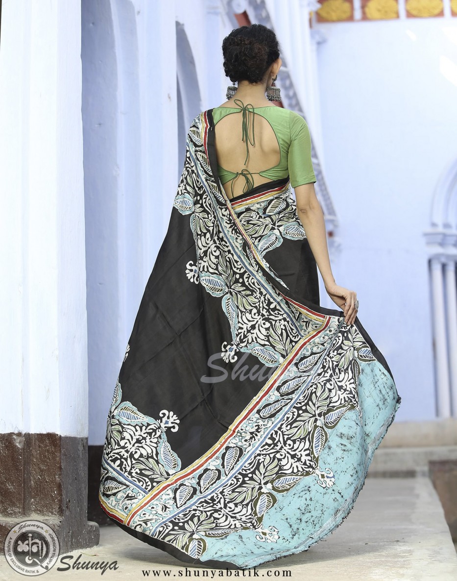 New collection katan silk batik saree & Hand block print with running